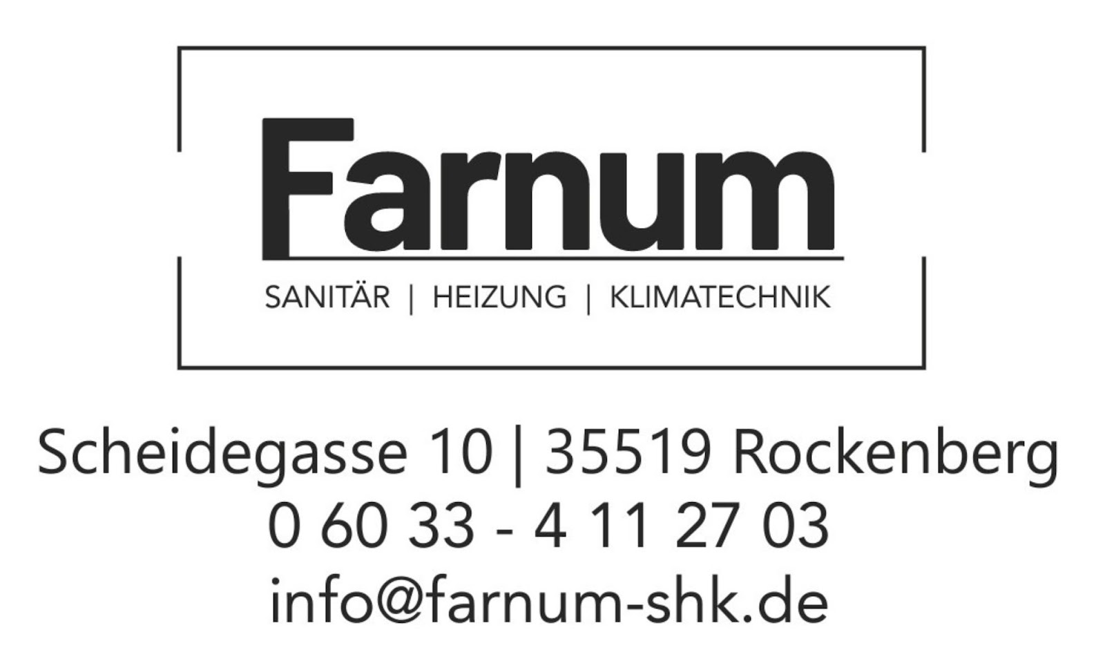 Farnum Sanitär,- Heizung- und Klimatechnik in Rockenberg – Betriebsansicht