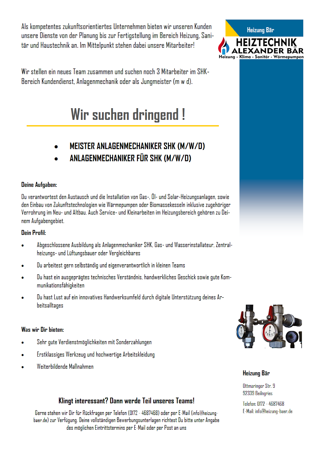 Heizung Bär in Beilngries – Betriebsansicht